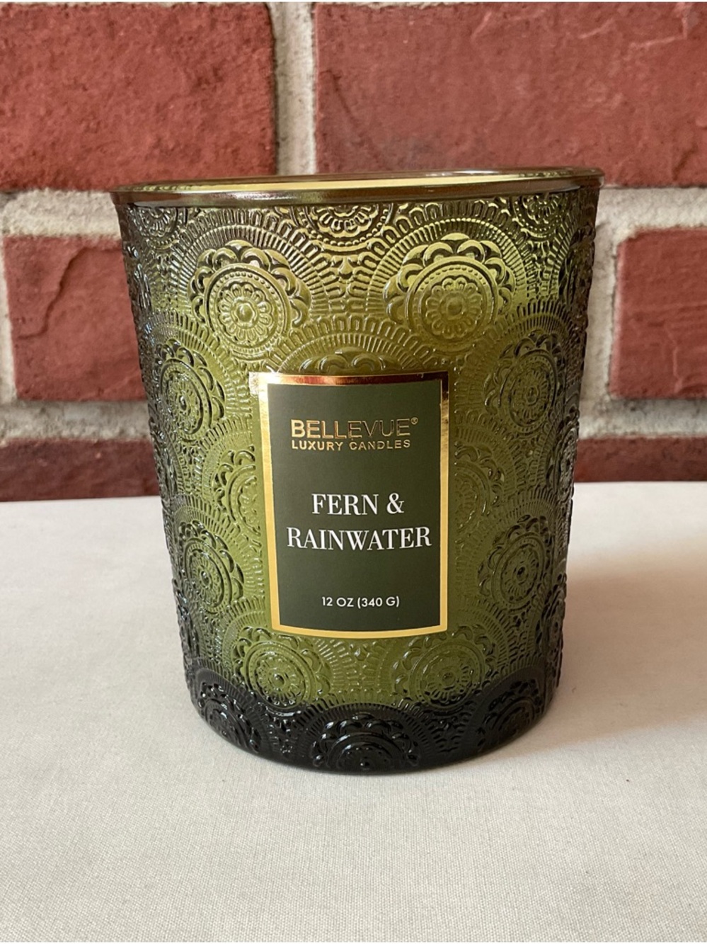 Bellevue Luxury Candle Fern & Rainwater Scented Double Wick Candle - Green Glass